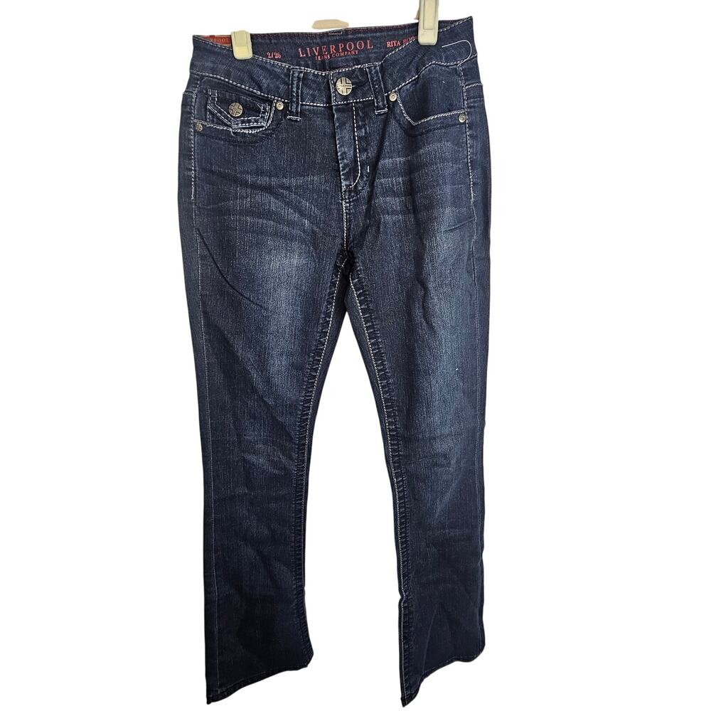 Liverpool Womens Rita Bootcut Jeans Sz 2  jeans Valencia Wash Stretch Whiskered